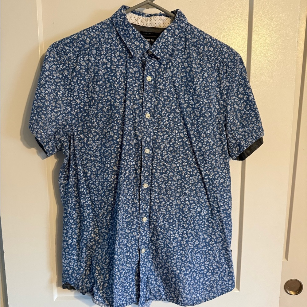Kenneth Cole Blue and White Floral Men's Shirt